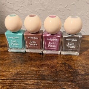 Press-On Nail Polish Set - Mint, Mocha, Pink, Silver